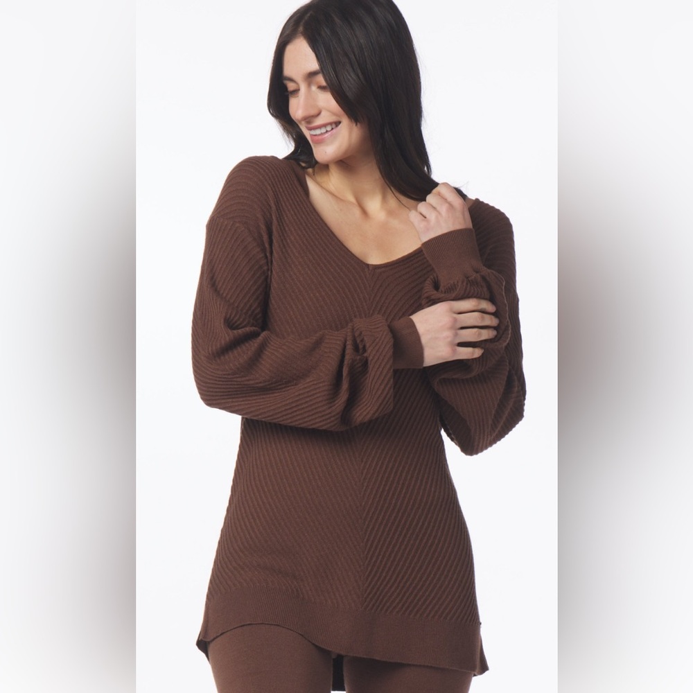 Glyder Luxury Ribbed Sweater Espresso Size Small XS
